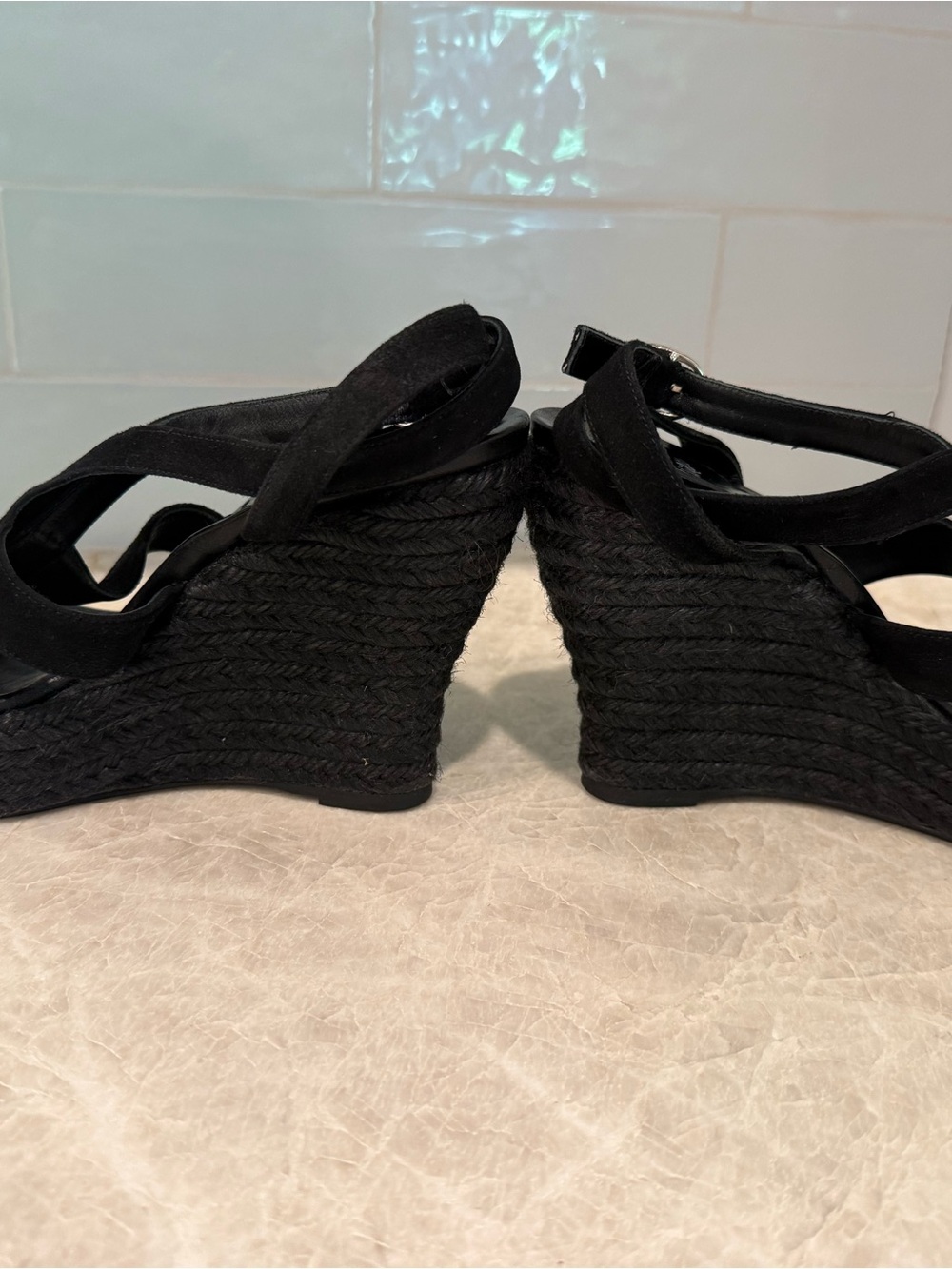 Castaner Black Suede Strappy Wedge Sandals - Picture 4 of 8